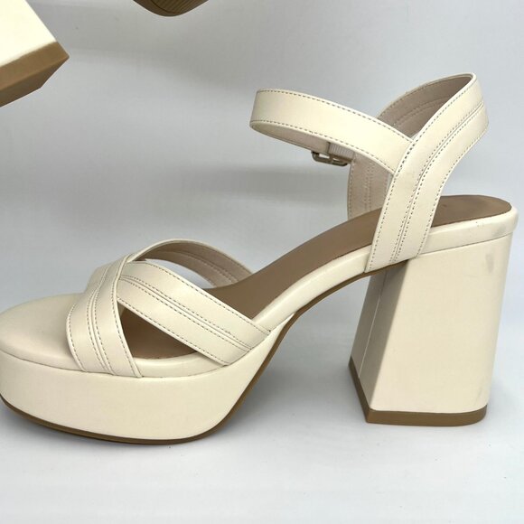 Torrid Cream Ankle Strap Chunky Heels - Size 8WW - Picture 5 of 9